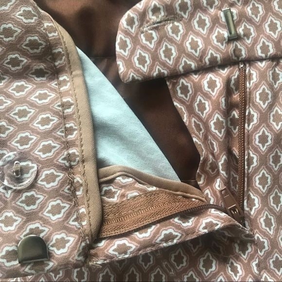 ADRIENNE VITTADINI Pants Slim Fit Mid-Rise Brown/Pink/White Zip Front Size 4 - Picture 3 of 6